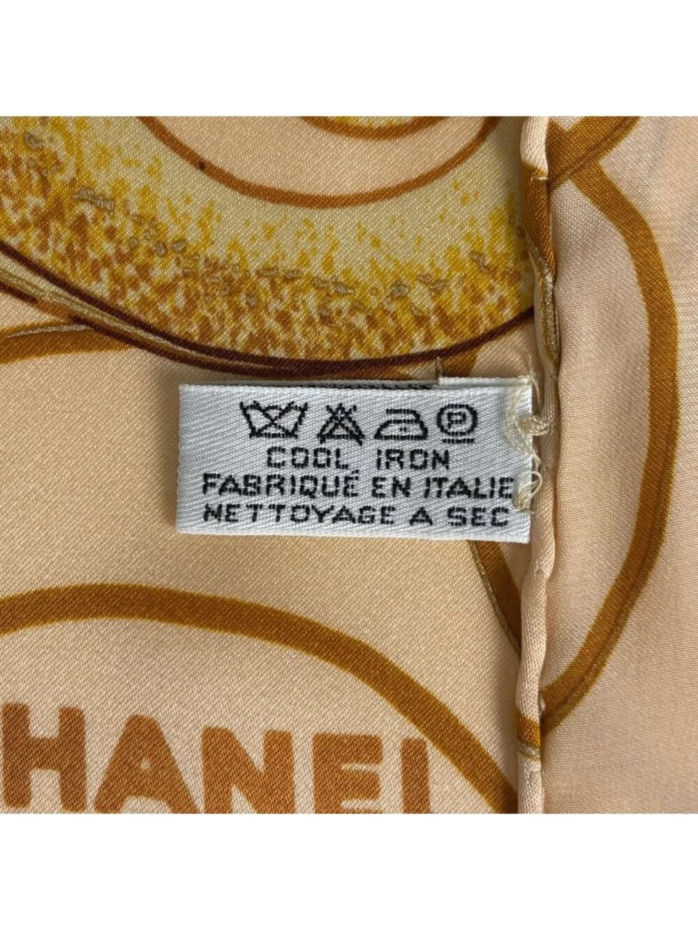 Chanel Scarf CC Logo Sunflower Silk Beige Multicolor